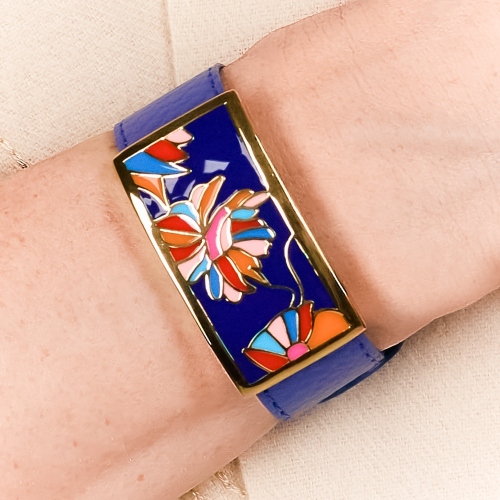 Браслет на синем кожаном ремешке Fiore Luna CB13599-7