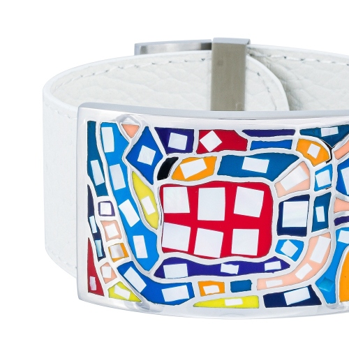 Браслет на белом кожаном ремешке Fiore Luna CB00100-1