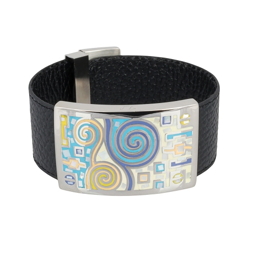 Браслет на кожаном черном ремешке Fiore Luna CB01319-9 M/S