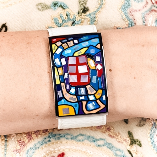 Браслет на белом кожаном ремешке Fiore Luna CB00100-1