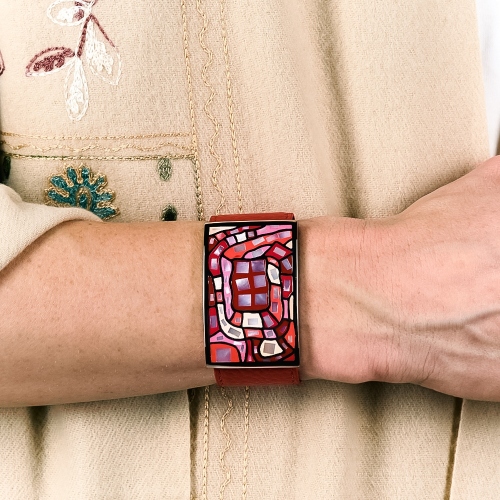 Браслет на красном кожаном ремешке Fiore Luna CB00100-7