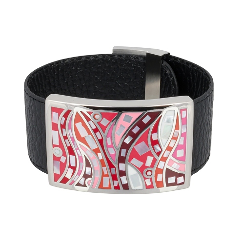 Браслет на кожаном черном ремешке Fiore Luna CB00230-6 R/S