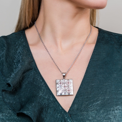 Фото Колье ENAMEL ROSE Art Deco Fiore Luna BP03194-3 R/S