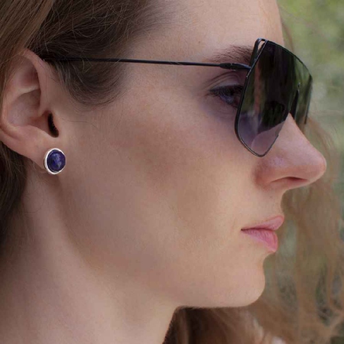Фото Пусеты NATURAL LAPIS Elegia Fiore Luna LE1106 BL/S