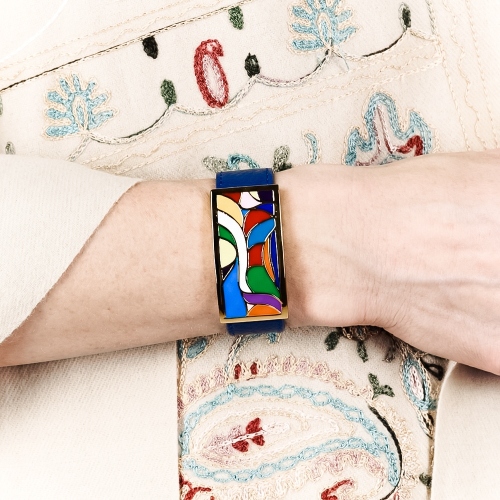 Браслет на синем кожаном ремешке Fiore Luna CB13600-14