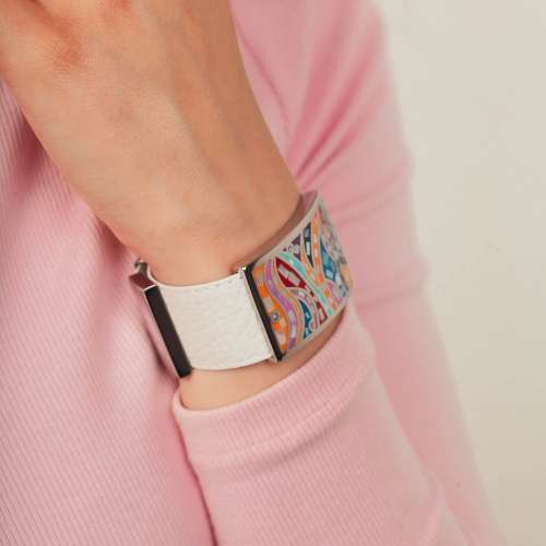 Браслет на кожаном белом ремешке Fiore Luna CB00230-18 M/S