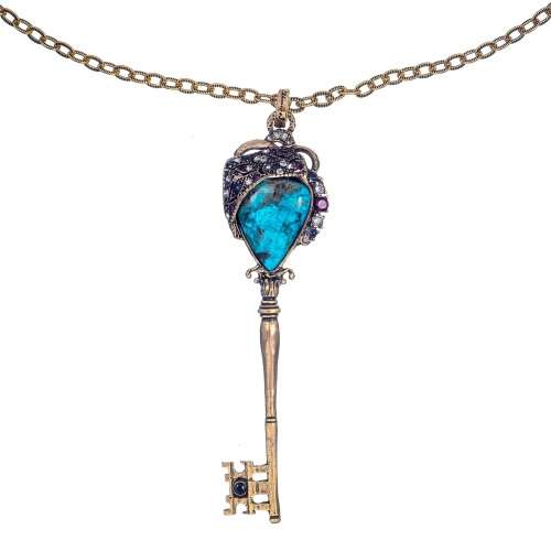 Фото Колье Alcozer&J ключ бирюза гранат сапфир Swarovski  AL2502-C128JW24