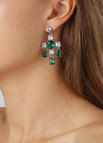 Фото Серьги LEONORA SS EMERALD GREEN / CRYSTAL Dyrberg Kern 430072
