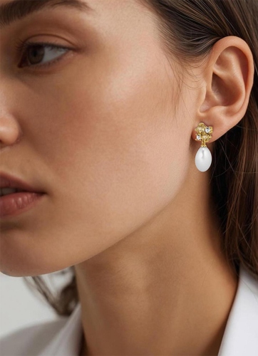 Серьги PETUN SG GOLDEN / WHITE PEARL