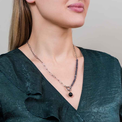 Фото Колье AGAT GREY Art Deco Fiore Luna BP03181-1 BW/S