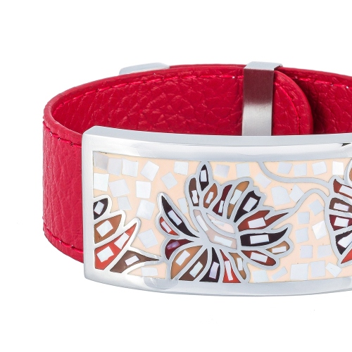 Браслет на красном кожаном ремешке Fiore Luna CB13598-29