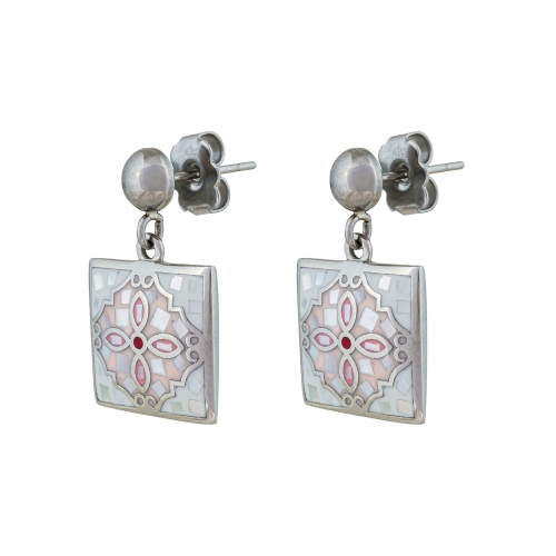 Фото Серьги ENAMEL ROSE Art Deco Fiore Luna AE03194-3 R/S