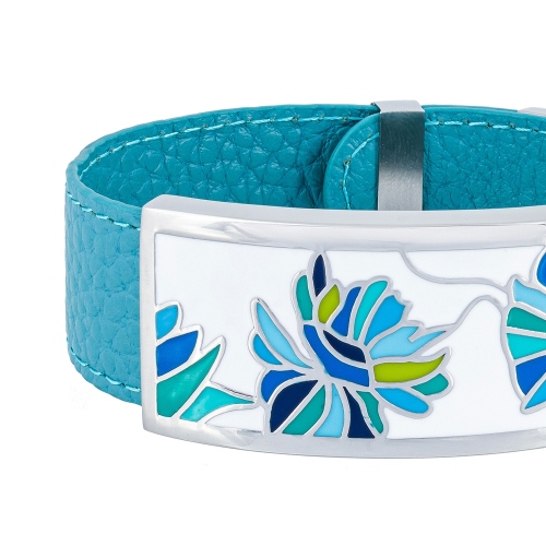 Браслет на бирюзовом кожаном ремешке Fiore Luna CB13599-4A