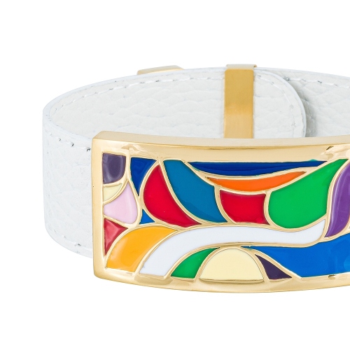 Браслет на белом кожаном ремешке Fiore Luna CB13600-10