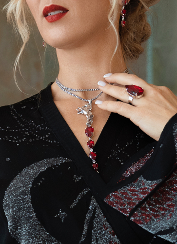 Фото Колье "Лошади" Claudio Canzian CC00205821 silver/red