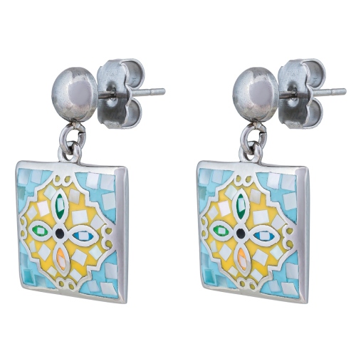 Фото Серьги ENAMEL BLUE Art Deco Fiore Luna AE03194-4 M/S