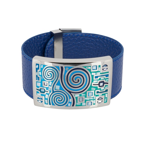 Браслет на кожаном синем ремешке Fiore Luna CB01319-8 BL/S