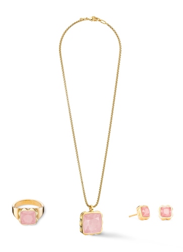 Фото Кольцо 16,5 Spikes Square Rose Quartz gold-pink Coeur de Lion 1200/40-1916 52