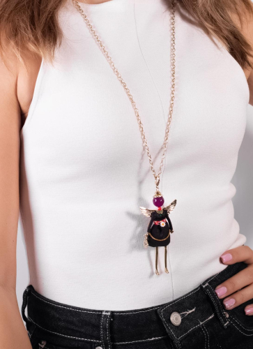 Фото Подвеска Miamelie кукла Изабель с крыльями в черном