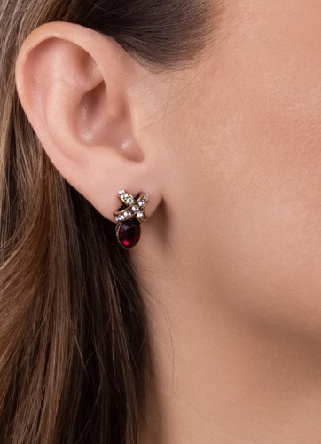 Фото Серьги Alcozer&J гранат кристаллы Swarovski  AL2406-OP3566C