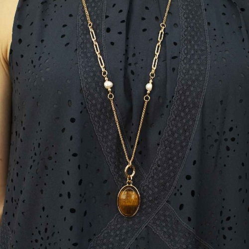 Фото Колье TIGER EYE Elegia Fiore Luna LN5156 BR/G