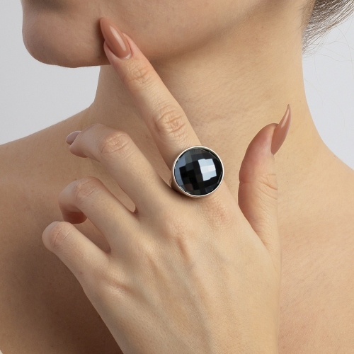 Фото Кольцо pearl black agate 18 мм Possebon K1155.4/18.0 BW/S