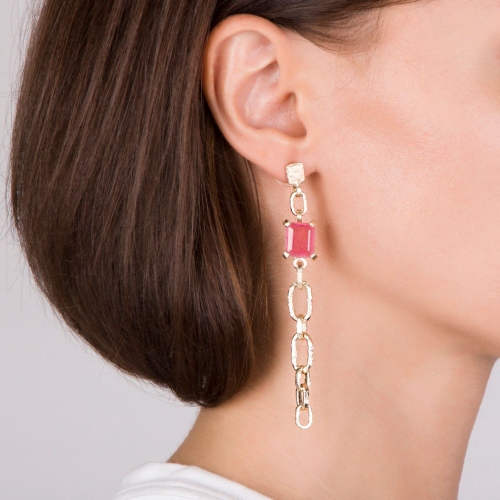 Фото Серьги Estrosia с кристаллом  бордовый ES-ORZ12