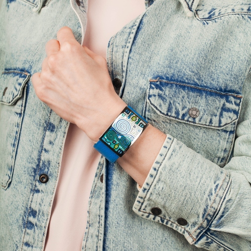 Браслет на кожаном голубом ремешке Fiore Luna CB01319-13 BL/S