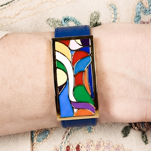 Браслет на синем кожаном ремешке Fiore Luna CB13600-14