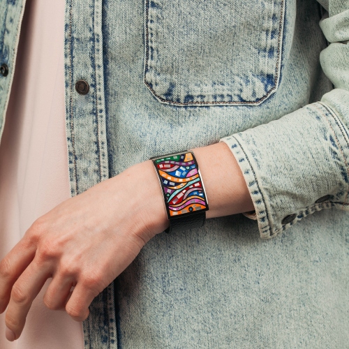 Браслет на кожаном черном ремешке Fiore Luna CB00230-16 M/S