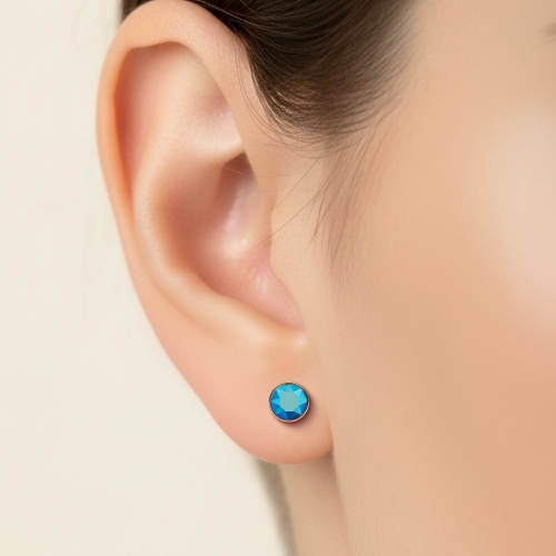 Пусеты Crystal Metalic Blue Fiore Luna SWE297 CMB RG