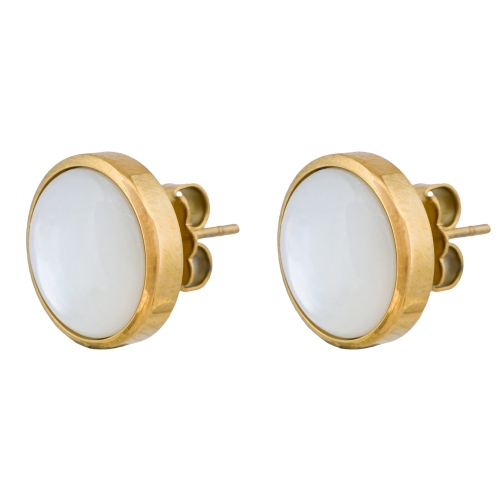 Фото Пусеты Сфера SHELL WHITE Art Deco Fiore Luna AE02913-2 BW/G