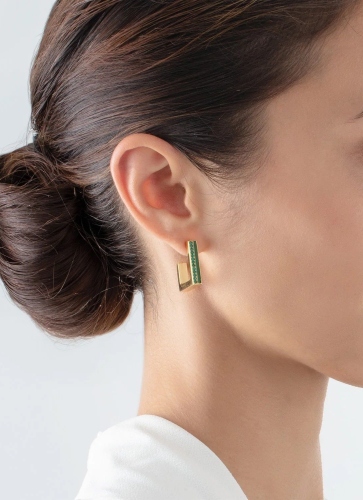 Фото Серьги Dark Green-Gold Coeur de Lion 0133/21-0549