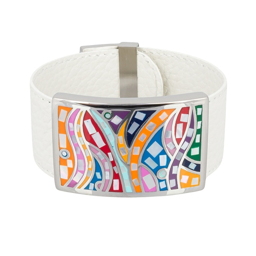 Браслет на кожаном белом ремешке Fiore Luna CB00230-18 M/S