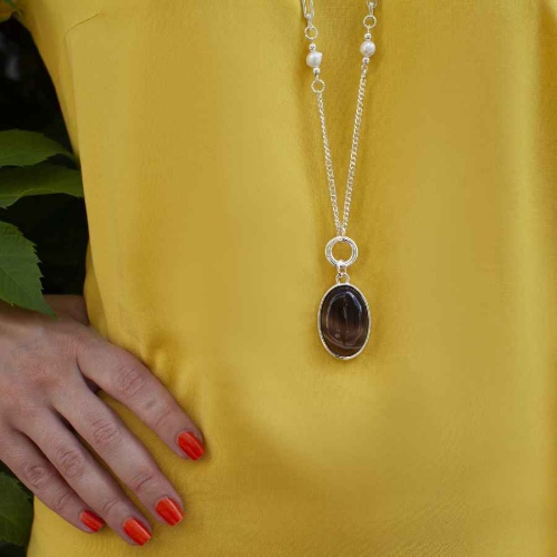 Фото Колье COFFE AGATE Elegia Fiore Luna LN5153 BR/S