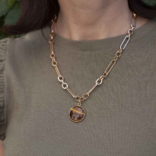 Фото Колье TIGER EYE Elegia Fiore Luna LN5147 BR/G