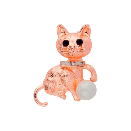 Брошь Кошка с жемчужиной